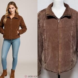 New York Classics Vintage 1990s Brown Corduroy Full-zip Filled Puffer Jacket L
